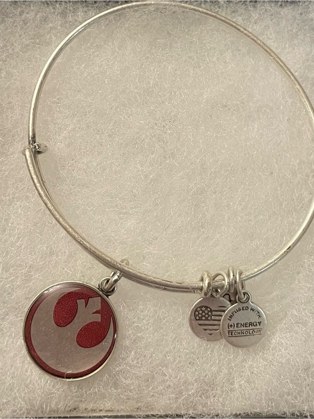 Alex and Ani Silver Bracelet with Red Rebel Alliance Charm